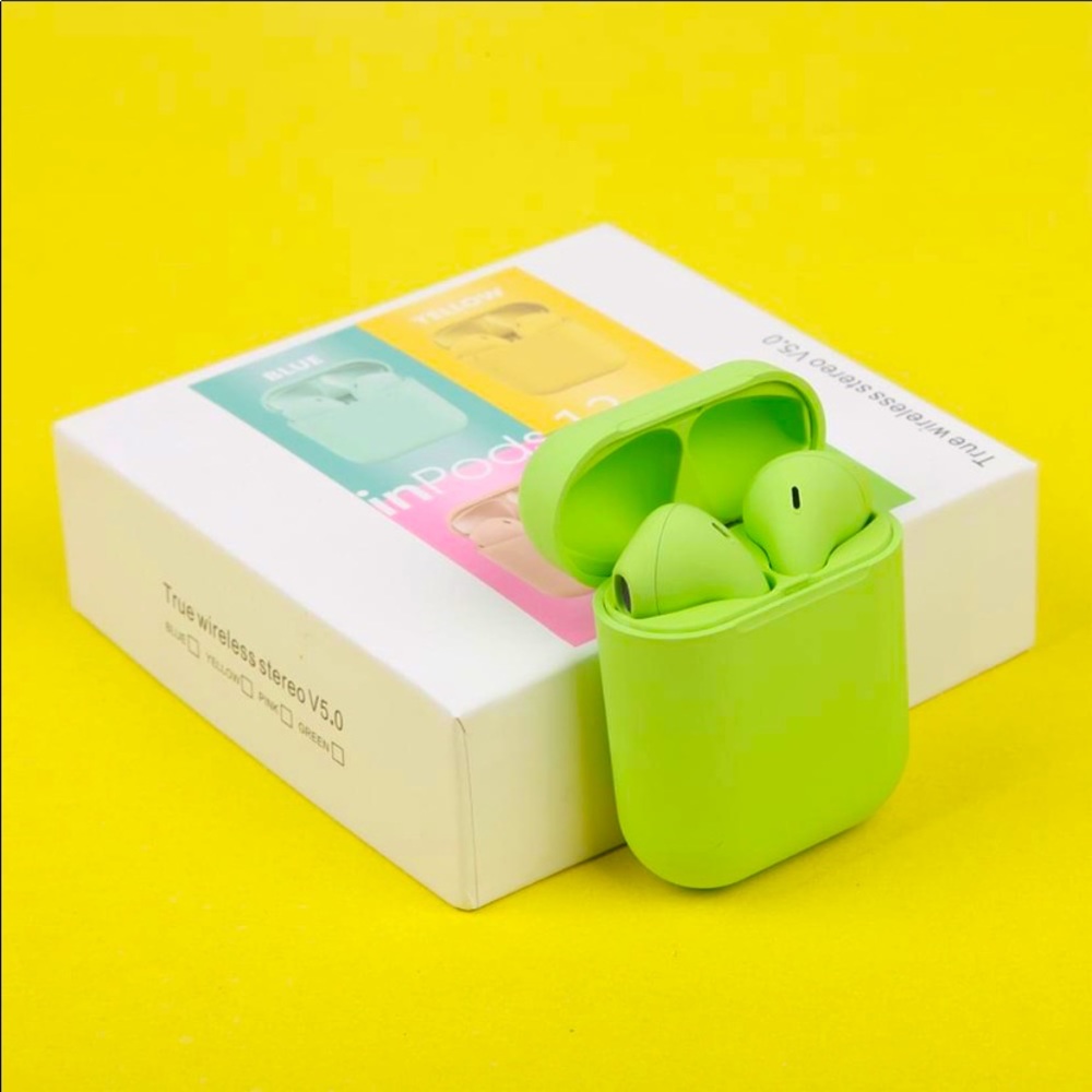 🆕BNIB: Wireless Bluetooth Earbud Headphones- Green with Charger & Charging Box